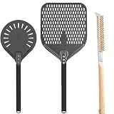 Pizza Oven Accessories Kit w/Pizza Oven Brush & Stone Scraper, 8 inch Pizza Turning Peel,12 Inch Perforated Pizza Peel - Tools & Supplies Set - Compatible with Outdoor Ovens