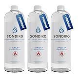 Sondiko Fireplace Fuel for Table Top Fire Pit, Clean Burning Sustainable Fuel, Premium Ethanol Smokeless for Fireplaces, Fire Pits, Stoves and Burners(3 Pack)
