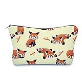 Aiphamy Cute Travel Makeup Bag Cosmetic Bag Small Pouch Gift for Women (Red Panda)