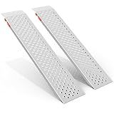 VNN Aluminum Shed Ramp 2PCS - 4' Long Loading Ramp for Riding Mower, Lightweight Sturdy Anti-Slip Ramps with Punch Plate Surface, 880 lbs Capacity for Lawn Mower, ATV,Motorcycle- 8" Wide, 4' Long