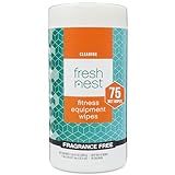 Fresh Nest Fitness Equipment Wipes - Cleaning Wipes for Yoga Mats, Pilates Studios, Gyms, Peloton & Cycle Bikes, Spas - Fragrance-Free Wipes Surface Cleaning for Home, Office, Gym 75-Count