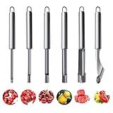 6 Pieces Corer and Pitter Fruit & Vegetable Multi-Function Stainless Corer and Pitter Remover Set for Apple, Pear, Cherry, Jujube, Red Dates, Berry, Chili