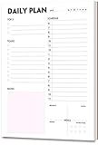 Daily Planner Notepad - A5 Calendar, Scheduler, Organizer with Priority, To Do List, Appointments, Notes, Meals and Water Intake Tracker, 50 Undated Tear-Off Sheets Planning Pad, 5.8"x8.25"