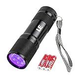 Lighting EVER Black Light Flashlight, Small UV Lights 395nm, Portable Ultraviolet Light Detector for Invisible Ink Pens, Dog Cat Pet Urine Stain, AAA Batteries Included