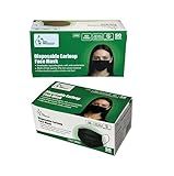 Med360 Pharma 100 Pack Black 3 Ply Disposable Face Mask, Breathable Non Woven Layers Soft Earloop, Comfortable Fit for Adults Daily Use Face Cover