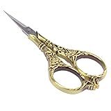 BIHRTC Vintage European Style Scissors Stainless Steel for Cross Stitch Cutting Embroidery Sewing Handcraft Craft Art Work DIY Tool(Bronze)