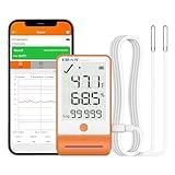 Elitech GSP-6 Bluetooth Data Logger Temperature Humidity for Refrigerator with Shadow Data 100000 Points Export PDF/CSV Report, Pharmacy Vaccine DDL Calibration Certificate, MAX MIN with Dual Probe