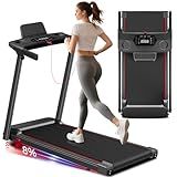 Treadmill with Incline 3-in-1 Portable Treadmills for Home Small, Incline Walking Pad Treadmill with Handle Bar, Walking Pad Foldable with 3.0HP Quiet Brushless, LED Dispay, 300LBS Capacity Black