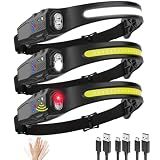 KYEKIO 3Pack 7Modes LED Headlamp Rechargeable with Red Light for Adults
