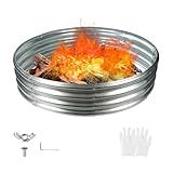 YSEJOMP 60 Inch Diameter Round Galvanized Fire Pit Ring/Fire Ring - Foldable and Perfect for Outdoor Gatherings and Campfires in The Yard/Garden/Park/Beach (5 FT Diameter, Silver)