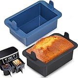 Webake Silicone Air Fryer Bread Loaf Pan for Baking, Nonstick Mini Loaf Pan wih Handle, BPA Free Set of 2