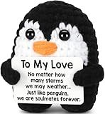 Gifts for Him Her Boyfriend Girlfriend, To My Love Handmade Crochet Mini Penguin Anniversary Birthday Gifts for Women Men, Romantic Valentines I Love You Gifts for Wife Husband Couples Girlfriend Day