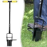 Colwelt Bulb Planter Tool Long Handle, Serrated Base Gardening Bulb Transplanter with Soft Grip, Heavy Duty Long Handled Bulb Planter Sod Plugger for Digging Holes to Plant Tulips, Iris, Daffodils
