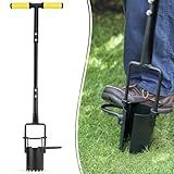 Colwelt Bulb Planter Tool Long Handle, Serrated Base Gardening Bulb Transplanter with Soft Grip, Heavy Duty Long Handled Bulb Planter Sod Plugger for Digging Holes to Plant Tulips, Iris, Daffodils