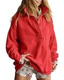 Gacaky Sweatshirt for Women Oversized Henley Neck Pullover Top Fall Outfits
