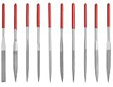 FUPUAII 10-Piece Diamond Needle File Set 3x140mm Small Metal Riffler Files Jewelers File Precision Hand Tools for Glass Wood Stone Jewelry - Round Triangular Square Flat Shape