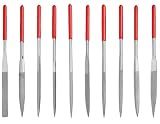 FUPUAII 10-Piece Diamond Needle File Set 3x140mm Small Metal Riffler Files Jewelers File Precision Hand Tools for Glass Wood Stone Jewelry - Round Triangular Square Flat Shape
