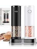 Electric Salt and Pepper Grinder Set Automatic Grinder for Kitchen Battery Pepper Mill Shakers Adjustable Coarseness Upgraded Larger Capacity with Led Christmas Gifts for Women