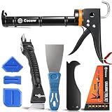 Caulk Gun Kit, Smooth Silicone Caulking Gun and Caulk Remover Tool, Sealant Finishing Tool Grout Scraper for Kitchen Bathroom Window Sink Joint, All in One with Gift Box