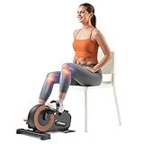 Under Desk Bike Pedal Exerciser, Quiet Magnetic Mini Exercise Bike with MERACH App for Arm, Leg Recovery, Physical Therapy, Smooth Foot Desk Cycle with 2 Resistance Bands & Non-Slip Mat