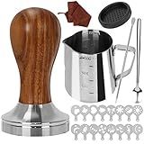 Y-Step 22 PCS Coffee Tamper Set, Espresso Accessories Kit Barista Kit, with Espresso Tamper 51mm, Frothing Pitcher, Tamper Mat, Latte Art Pen, Coffee Stirrer, Sandalwood Tamper for Espresso Machine