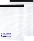 Thboxes Graph Paper 17" X 11.6", 2 Pack 4x4（4 Squares Per Inch） Easy Tears Off Grid Paper Pad Engineering Technical Drawings Plotting, Graph Paper Notebook for School, Office Graph 30 Sheets Notepads