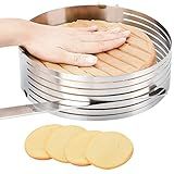 Oranlife Cake Leveler Slicer, Adjustable Round Cake Rings, Cake cutter, 7 Layer Stainless Steel Cake Slicing Accessories, 9.8-12.2 inch