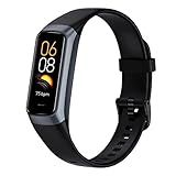 Fitness Tracker with 24/7 Heart Rate Blood Oxygen Sleep Monitor,Activity Tracker with 1.1" AMOLED Touch Color Screen, Multiple Sport Modes Step Counter,IP68 Waterproof for Women Men (Dark Black)