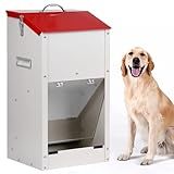 KHEARPSL Galvanized Automatic Dog Feeder Large Breed Dog Food Dispenser for Large Dogs, 25lbs Outdoor Pets Feeder Gravity Food Feeder, US Patent Pending