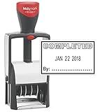 MaxMark Heavy Duty Self Inking Date Stamp with Phrase Completed - Black Ink
