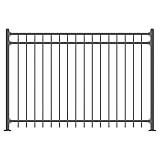 XCEL Fence ® Black Steel Anti-Rust Fence Panel - Flat Top/Picket Bottom - 3-Rail - 5'FT H X 6.5'FT W- Easy Installation - for Residential, Outdoor, Yard, Garden, 3-Rail, 1 Post Included*