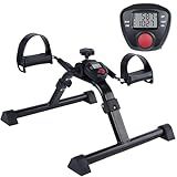 Vaunn Medical Under Desk Bike Pedal Exerciser with Electronic Display for Legs and Arms Workout (Fully Assembled Folding Exercise Pedaler, no Tools Required) , Dark