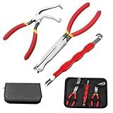 ASUSARA 3 PCS Automotive electrical connector disconnect pliers, carbon steel non-slip handles, 60 degree bend rake jaws, wire stripper tools, electrical connector pliers