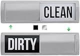 GORILLA GRIP Strong Dishwasher Magnet Clean Dirty Sign, Large Letters for Easy Read, Optional Adhesive Sticker for Non-Magnet Surfaces, Non-Scratch Sliding Dish Washer Magnets, Kitchen Decor, Silver
