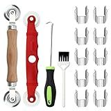 Window Screen Repair Kit Mesh Screen Spline Roller Repair Tools Kit with Screen Installer Clips, Metal and Plastic Spline Fixing Tool Kit for Window Screen