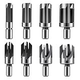 Styquenzer 8 PCS Wood Plug Cutter, Wood Cutting Tool Straight and Tapered Plug Cutter Set Wood Plug Cutters for Woodworking Tenon Cutter Four Sizes Plug Cutter Tool for Daily Repairs