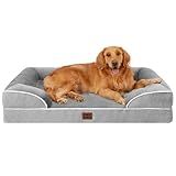 EHEYCIGA Orthopedic Dog Beds for Extra Large Dogs 44x32Inch, Polyurethane Foam XL Pet Bed with Sides, Non-Slip and Egg-Crate Foam Big Dog Couch Bed with Washable Removable Cover, Grey