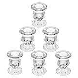 BTGLLAS Glass Taper Candle Holder Set of 6 - Clear Crystal Candlestick Holders for Tapered Candles, Elegant Candle Stick Holder Set for Wedding Party Christmas Thanksgiving Festival (6, Transparent)