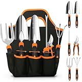 Gardening Tool Set, CHRYZTAL Stainless Steel Heavy Duty Gardening Tool Set, with Non-Slip Rubber Grip, Storage Tote Bag, Outdoor Hand Tools, Ideal Gardening Gifts for Women