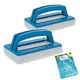 U.S. Pool Supply Hand-Held Pool Scrub Brush, 2 Pack - Scrubbing Scouring Sponge Pad - Clean Pool Tile & Grout, Walls, Vinyl Liners, Spas - Surface Cleaning Scrubber, Kitchen, Bathroom Tub, Shower Tile
