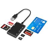 Sim Card Reader CAC Smart Card Reader Military, 6 in 1 DOD Military USB Common Access/SIM/SD/TF/MS/M2/ID/IC Card Adapter, USB A Sim Card Adapter Compatible with Windows, Linux/Unix, MacOS X