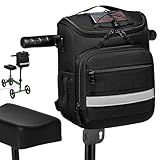 HAMBOLY Knee Walker Handlebar Bag Front Basket with Cooler Pocket Accessory Carrying Pack for Knees Scooter, Black