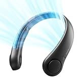 JISULIFE Portable Neck Fan, Hands-Free Bladeless, 5 Speeds, 4000 mAh Battery Operated Wearable Personal Fan, Twistable, Rechargeable, Gift for Women Men-Black