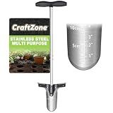 CRAFTZONE Bulb Planter Tool with Long Handle and Foot Pedal Heavy Duty High Carbon Steel Garden Dibber Sod Plugger Cutter for Planting Bulbs Tubers and Lawn Care for Digging Grass Plug Soil Tulips