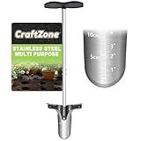 CRAFTZONE Bulb Planter Tool with Long Handle and Foot Pedal Heavy Duty High Carbon Steel Garden Dibber Sod Plugger Cutter for Planting Bulbs Tubers and Lawn Care for Digging Grass Plug Soil Tulips