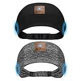 BULYPAZY 2PACK Sleeping Headphones, Headband Headphones, Bluetooth Headband with Thin Speakers, Wireless Earphones for Sports, Running, Workouts, Yoga, Air Travel, Meditation, Gift - Black&Gray