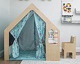 Avenlur Flair - 5 in 1 Indoor Playhouse with Desk Table, Chair, Chalkboard, Floor Cushion and Curtain Shades - Montessori and Waldorf Style for Ages 1 to 8 Years Old - (Large, Colorful Balloons)