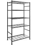 Sakugi Storage Shelves - 5 Tier Shelf Organizer, Heavy Duty Garage Shelving Unit with Leveling Feet, Stable Metal Shelves Organizer for Pantry, Kitchen and Closet, 33.0" W x 12.6" D x 72.0" H, Black