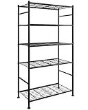 Sakugi Storage Shelves - 5 Tier Shelf Organizer, Heavy Duty Garage Shelving Unit with Leveling Feet, Stable Metal Shelves Organizer for Pantry, Kitchen and Closet, 33.0" W x 12.6" D x 72.0" H, Black