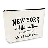 New York Travel Gift Makeup Bag NYC Gift for Girls Women Souvenir Zipper Cosmetic Bag New York City Themed Vacation Present Girls Trip Weekend Present Travel Toiletries Pouch
